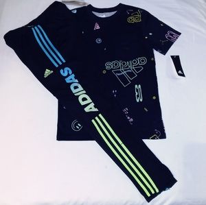 Adidas Boys Youth 2pc Warmer & Tee Set - Medium